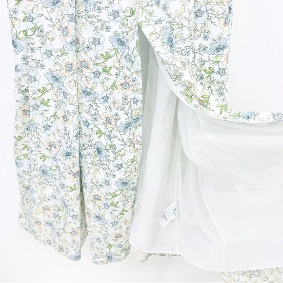 J. Crew White Pastel Floral Button Up Strappy Long Cotton Summer Dress - Picture 9 of 16